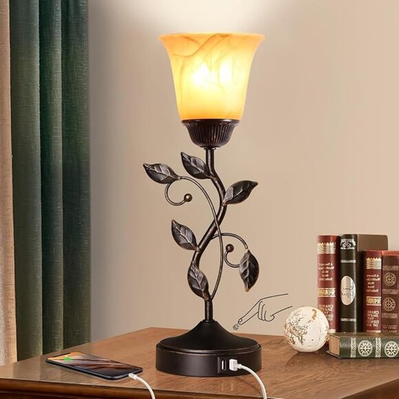 Roriano Other - Roriano Touch Control Table Lamp w/ USB Charging Ports | 3-Way Dimmable | Amber